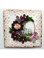 Purple Themed Quilled Flowers Greeting Card