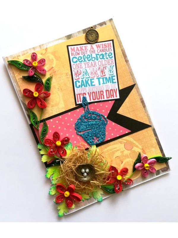 Handmade Bird Nest Birthday Greeting Card image