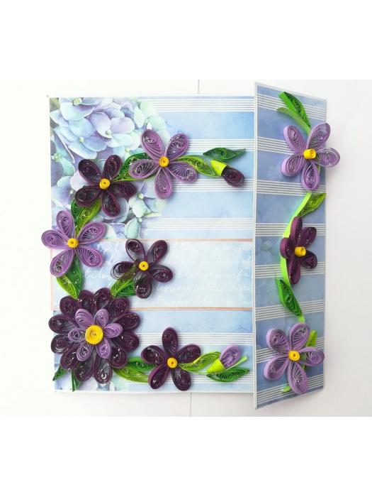 Purple Themed Flowers Mini Scrapbook Greeting Card image