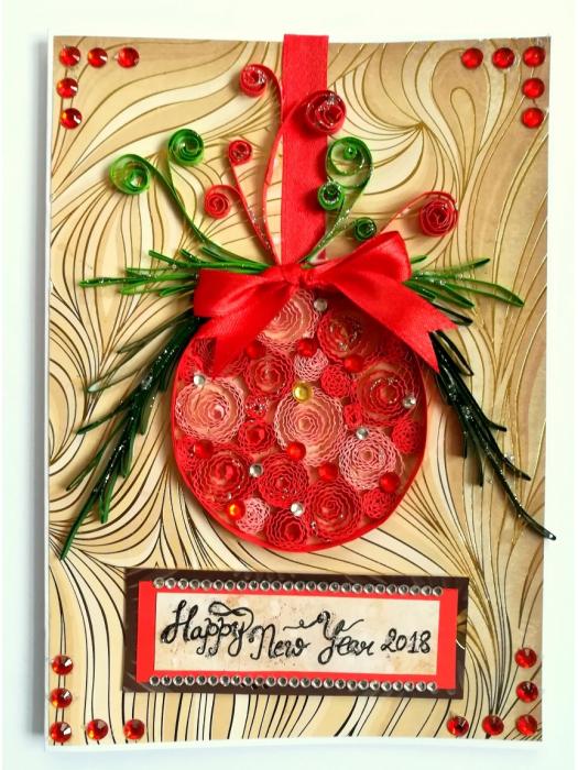 Christmas Ball New Year Handmade Greeting card image