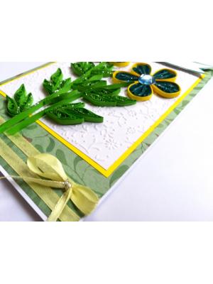 Blue Quilled Flowers Greeting card