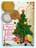 Sparkling Quilled Christmas Tree New Year Greeting Card