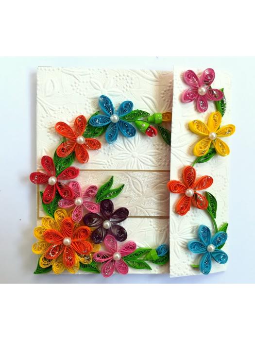 Multicolor Flowers Mini Scrapbook Greeting Card