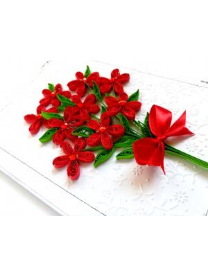 Red Quilled Flowers Bouquet Greeting Card Red Quilled Flowers Bouquet Greeting Card