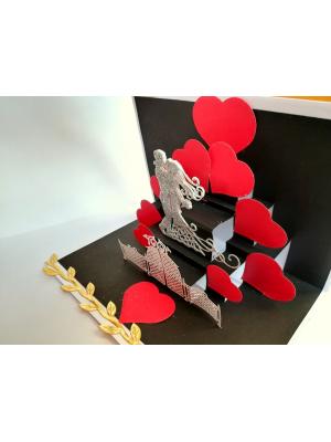 Magic Wand Quilled Hearts Pop up Greeting Card Gift Magic Wand Quilled Hearts Pop up Greeting Card Gift