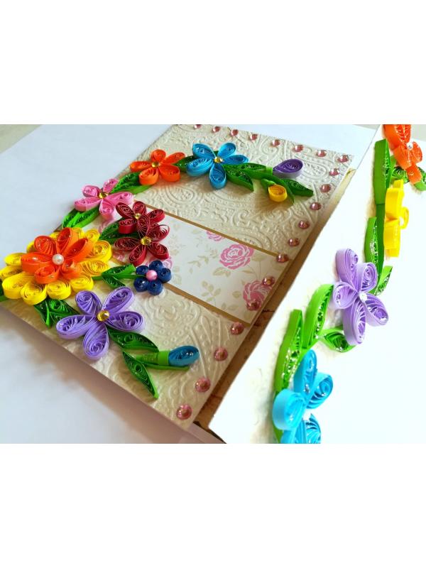 Multicolor Flowers Mini Scrapbook Greeting Card 