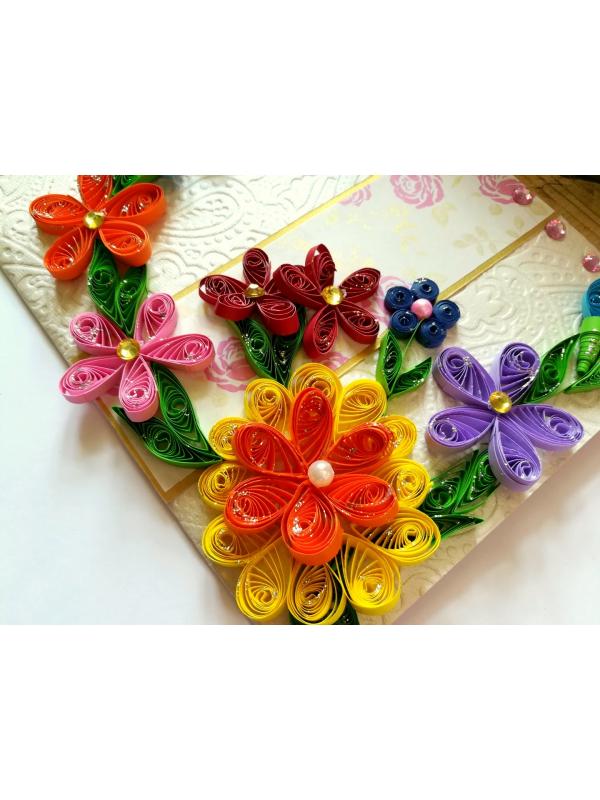 Multicolor Flowers Mini Scrapbook Greeting Card 