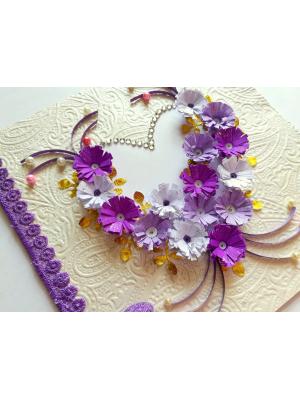 All Purples Quilled Flowers in Heart Greeting Card