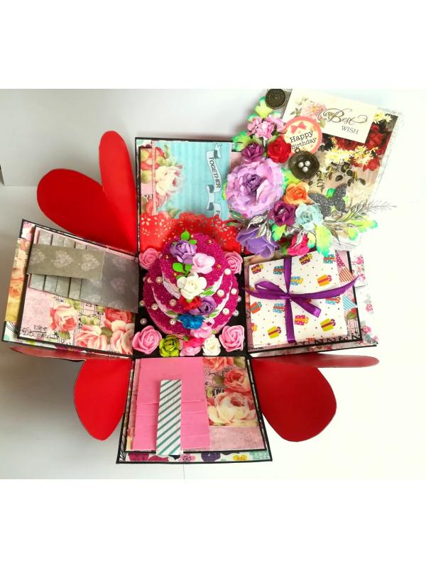 Floral Handmade Happy Birthday Explosion Box image