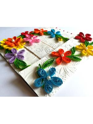 Multicolor Flowers Mini Scrapbook Greeting Card 