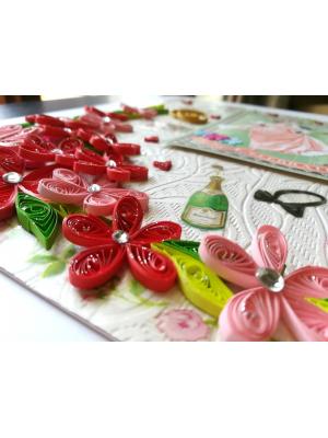 Happy Anniversary Quilled Flowers Greeting Card