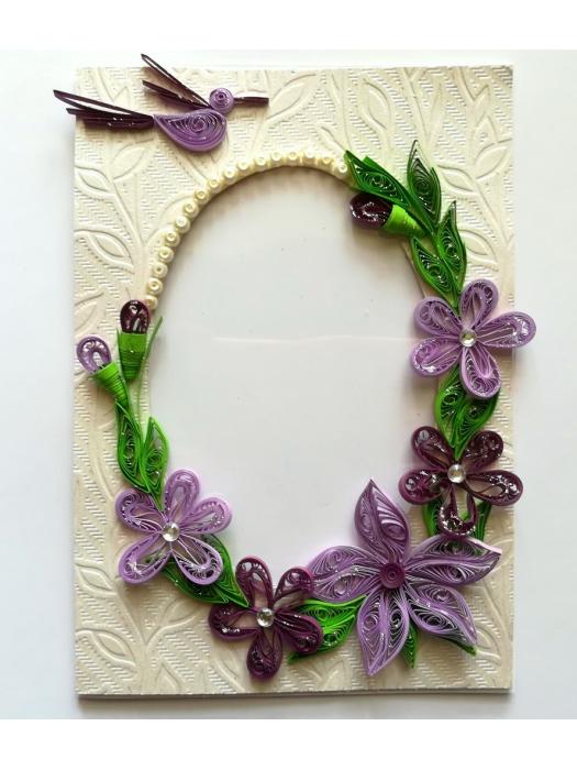 Purple Themed Photo Frame Greeting Card image