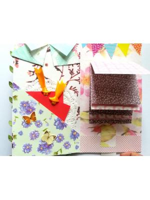 Multicolored Quilled Flowers Mini Scrapbook Greeting Card