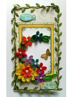 Multicolored Quilled Flowers Mini Scrapbook Greeting Card