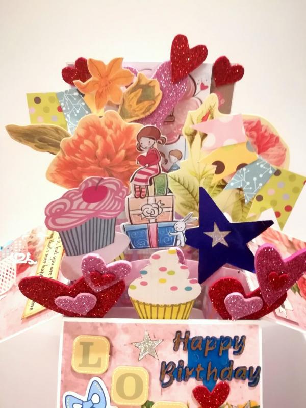 Love Birthday Card in Box Pop up