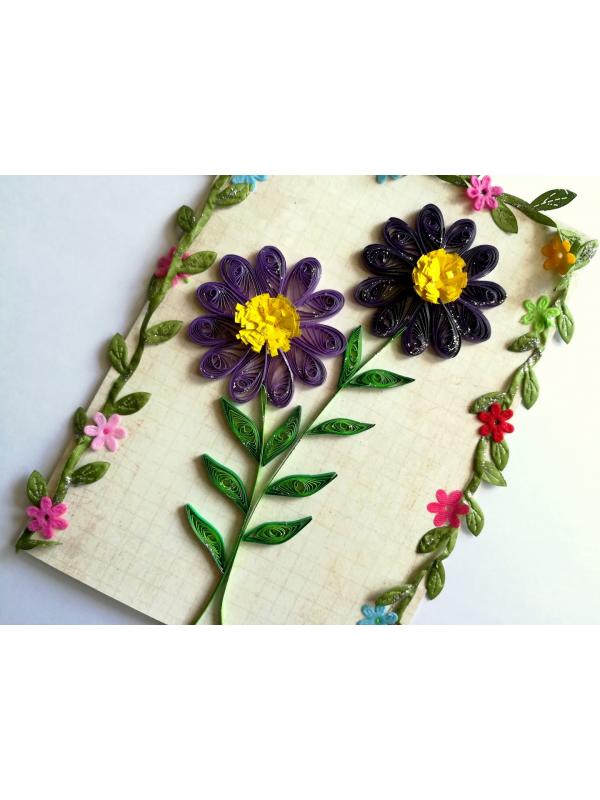 Quilled Purple Flowers Greeting Card