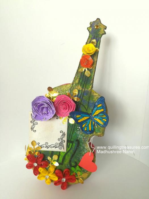 Beautiful Sparkling Colorful Paper 3d Guitar Gift image