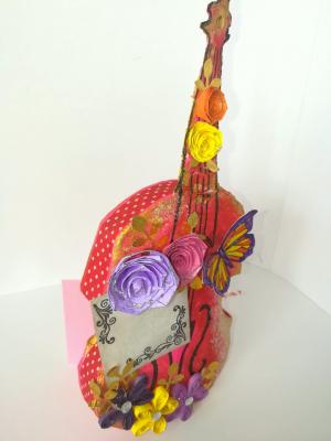 Beautiful Sparkling Colorful Paper 3d Guitar Gift
