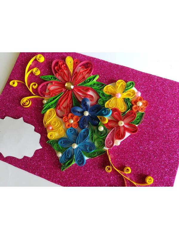Evergreen Colorful Heart Greeting Card On Sparkling Base image