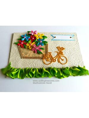 Sparkling Bicycle with Quilled Flower Basket Greeting card