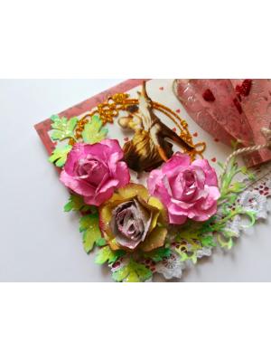 Romantic 3d Paper Hot Air Balloon with Handmade Roses Greeting Card