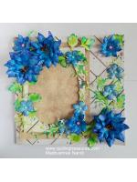 Sparkling Blue Handmade Paper Flowers Greeting Card Gift