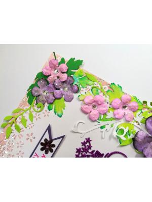 Purple Corner Flowers with Paper Lace Greeting Card