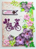 Purple Corner Flowers with Paper Lace Greeting Card