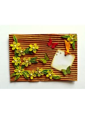 Quilled Flowers on Funky Golden Base Greeting Card