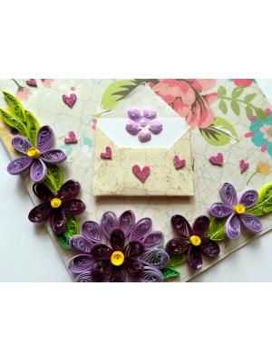 Purple Quilled Flowers Greeting Card