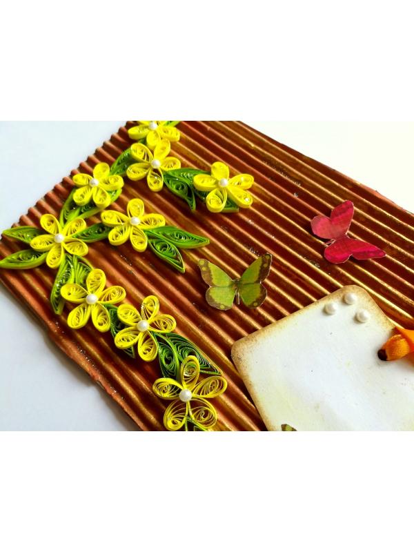 Quilled Flowers on Funky Golden Base Greeting Card image