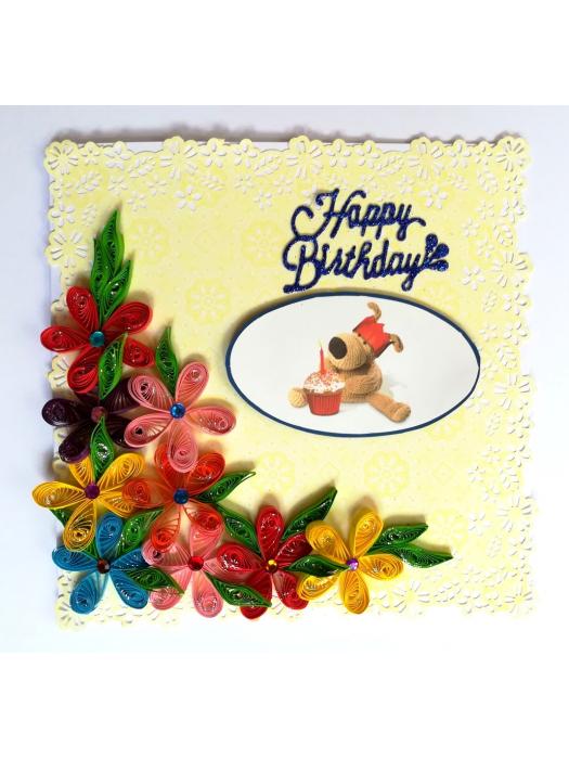 Multicolor Flowers in Corner Greeting Card