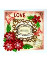 Sparkling Red Quilled Flowers Corner Love Greeting Card