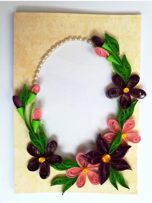 Purple Themed Quilled Photo Frame Card image