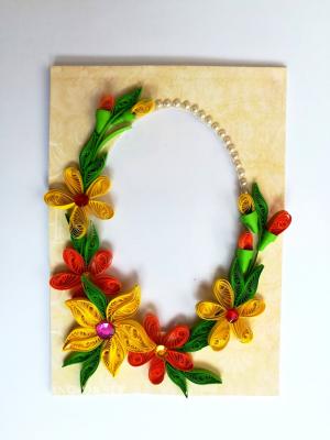 Yellow Themed Photo Frame Greeting Card