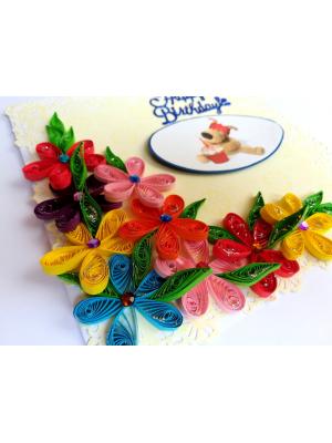 Multicolor Flowers in Corner Greeting Card