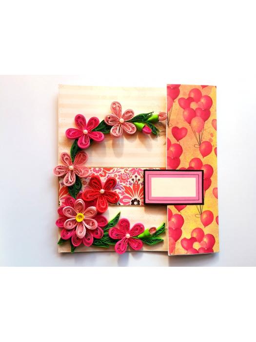 Pink Themed Mini Scrapbook Greeting Card