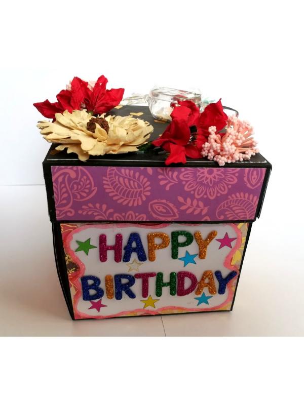 Love and Birthday Explosion Box With Battery Light Cake image
