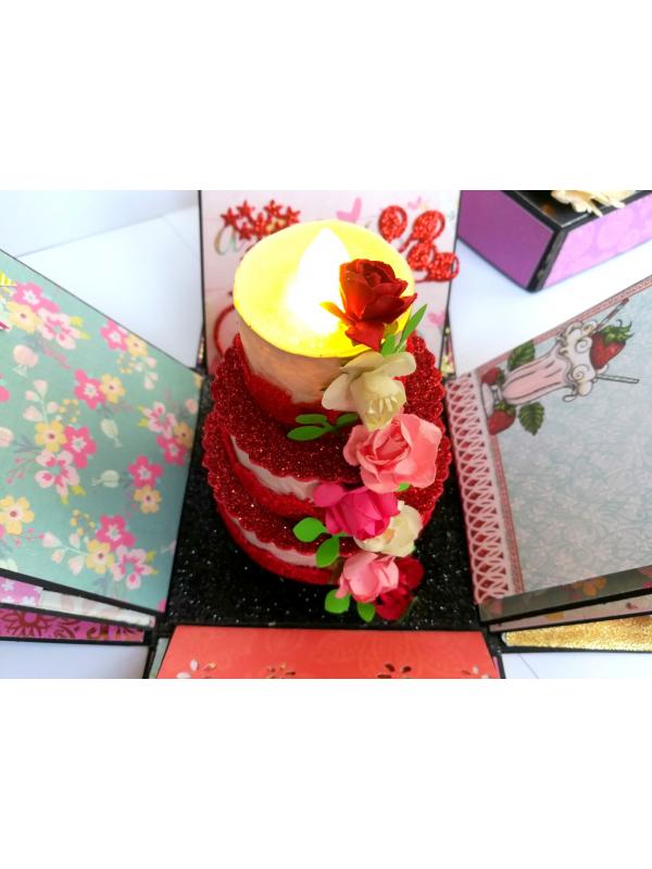 Love and Birthday Explosion Box With Battery Light Cake