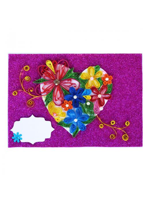 Evergreen Colorful Heart Greeting Card On Sparkling Base image