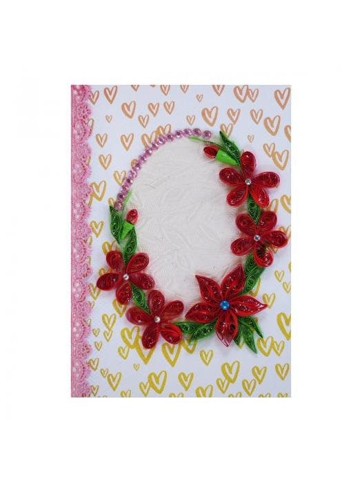 Red Themed Quilled Flowers Greeting Card image