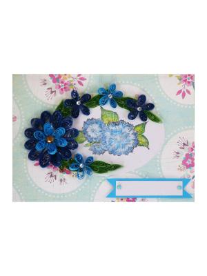 Sparkling Quilled Blue Flowers in Circle Greeting Card Sparkling Quilled Blue Flowers in Circle Greeting Card