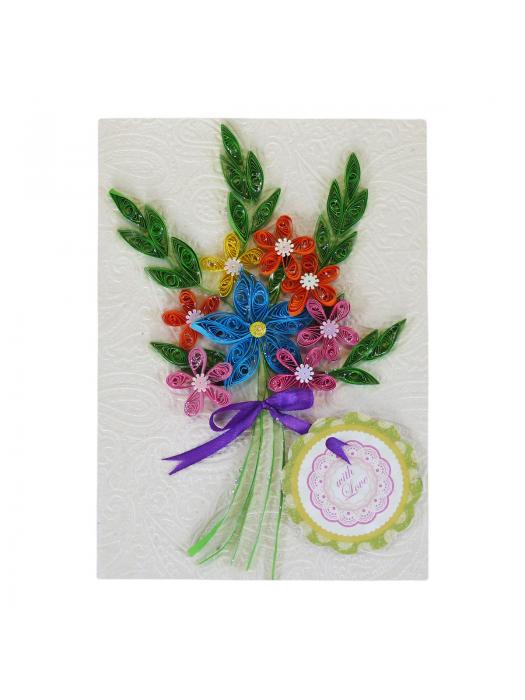 Quilled Flowers in Bouquet Greeting Card image