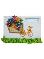 Sparkling Bicycle with Quilled Flower Basket Greeting card