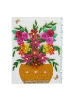 Sparkling Basket Full Quilled Flowers Greeting Card