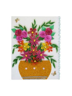 Sparkling Basket Full Quilled Flowers Greeting Card Sparkling Basket Full Quilled Flowers Greeting Card
