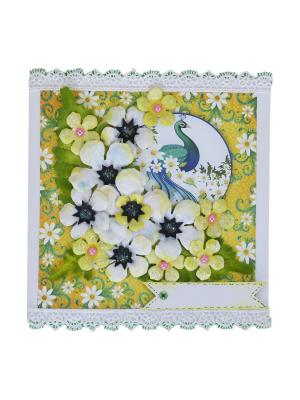 Sparkling white paper flowers handmade greeting card Sparkling white paper flowers handmade greeting card