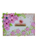 Pink Flowers With Paper Lace Greeting Card