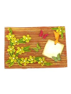 Quilled Flowers on Funky Golden Base Greeting Card Quilled Flowers on Funky Golden Base Greeting Card
