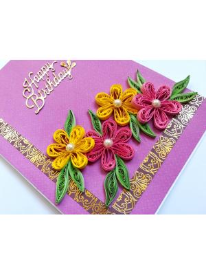 Purple Themed Birthday Greeting Card